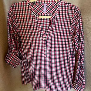 Country Chic Plaid Cotton Shirt with Cuffed Arms